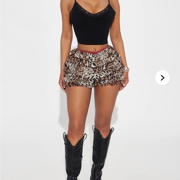Fashion Nova Pants - Fashion Nova Animal Print Ruffle Skorts